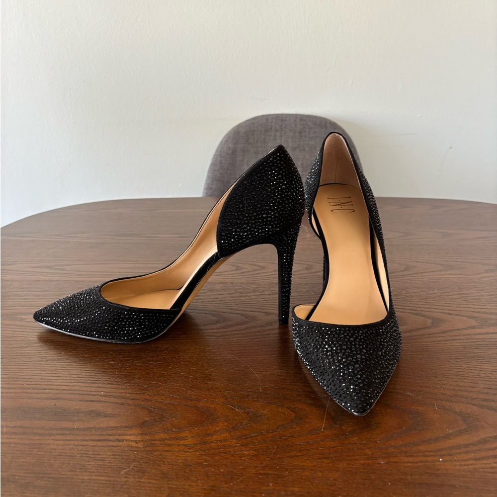 Black Rhinestoned INC Heels